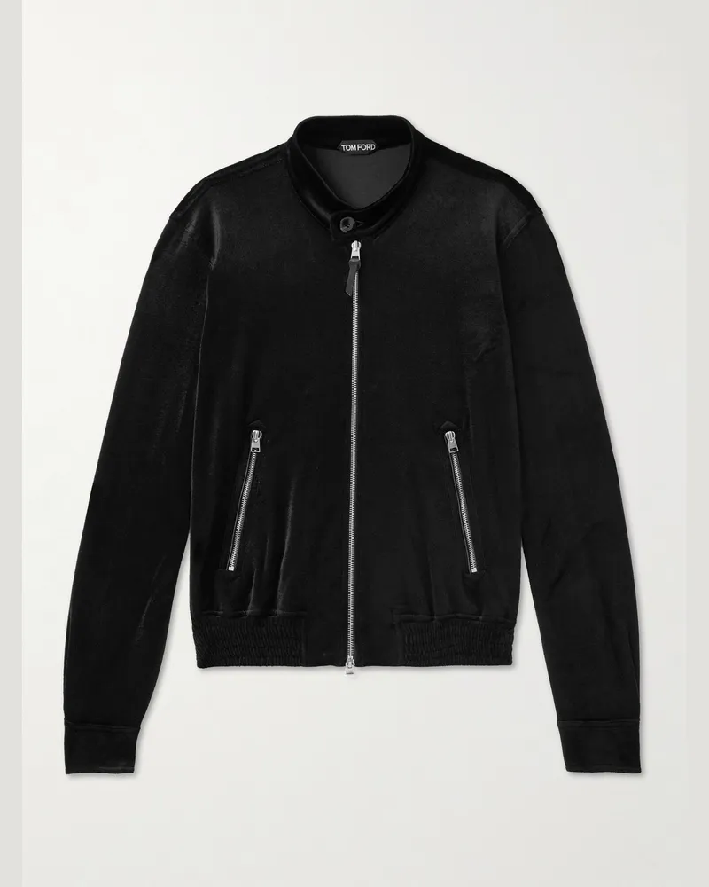 Tom Ford Trainingsjacke aus Samt aus einer Seiden-Baumwollmischung Schwarz