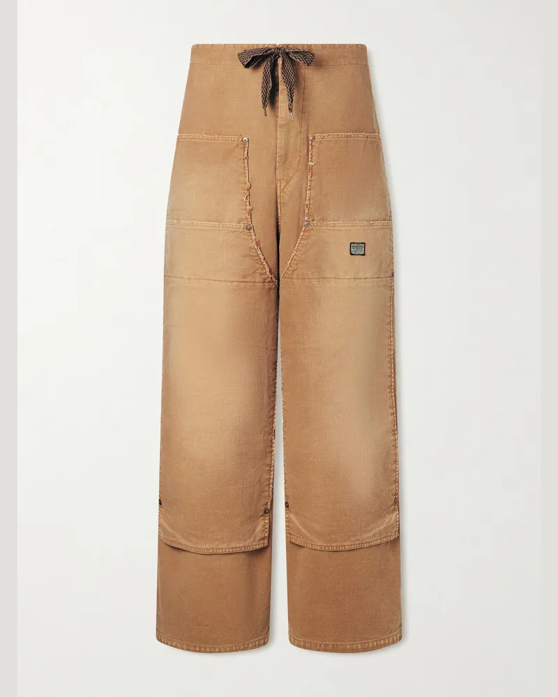 KAPITAL Wide-Leg Cotton-Canvas Cargo Trousers Brown