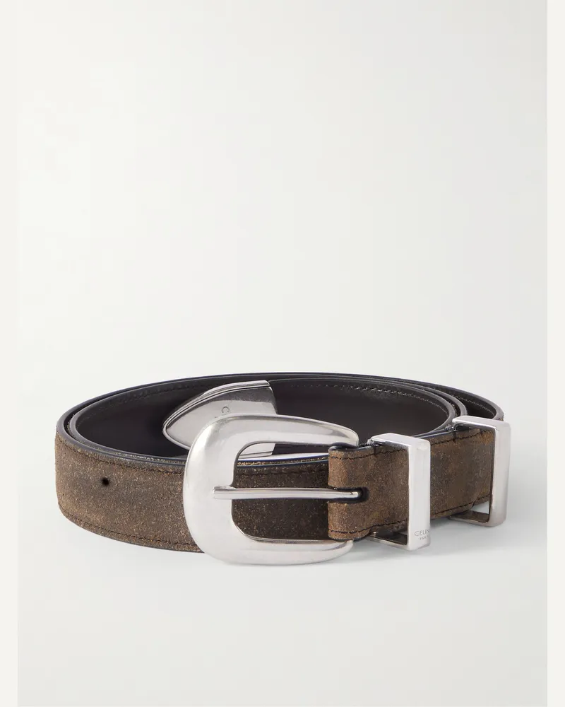 Celine Gürtel aus gewachstem Leder, 2,5 cm Braun