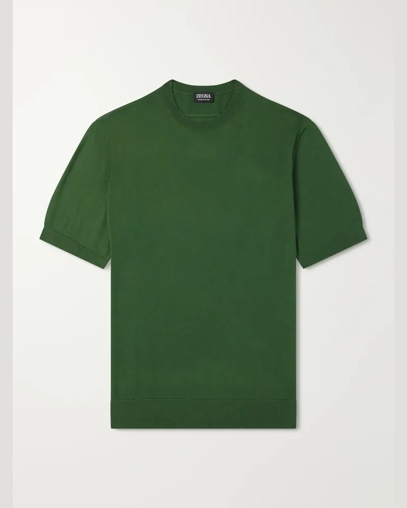 Ermenegildo Zegna Knitted Cotton T-Shirt Green
