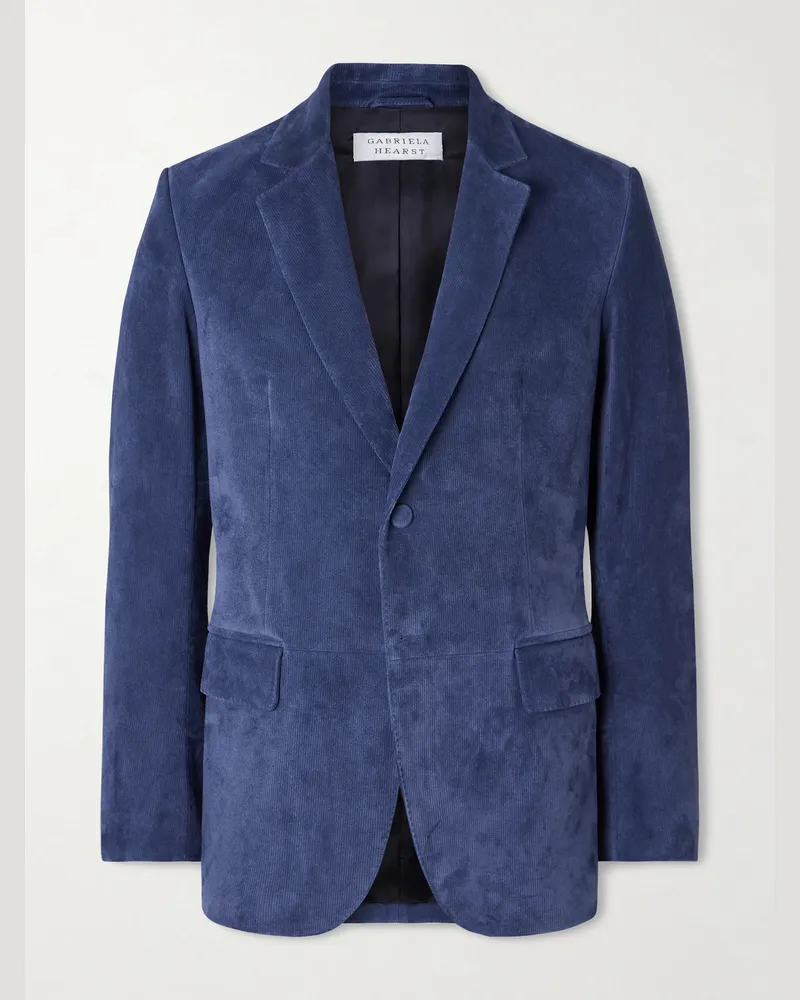 Gabriela Hearst Irving Suede-Corduroy Blazer Blue