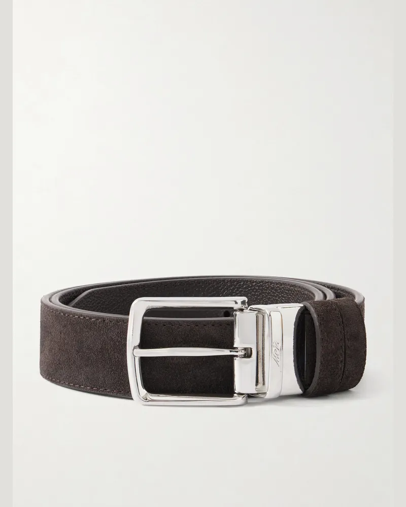MR P. 3.5cm Reversbile Suede and Full-Grain Leather Belt Brown