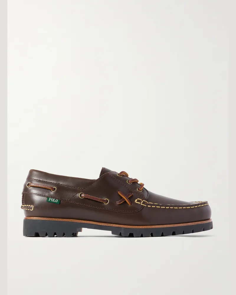 Ralph Lauren Polo Country Ranger Bootsschuhe aus Leder Braun