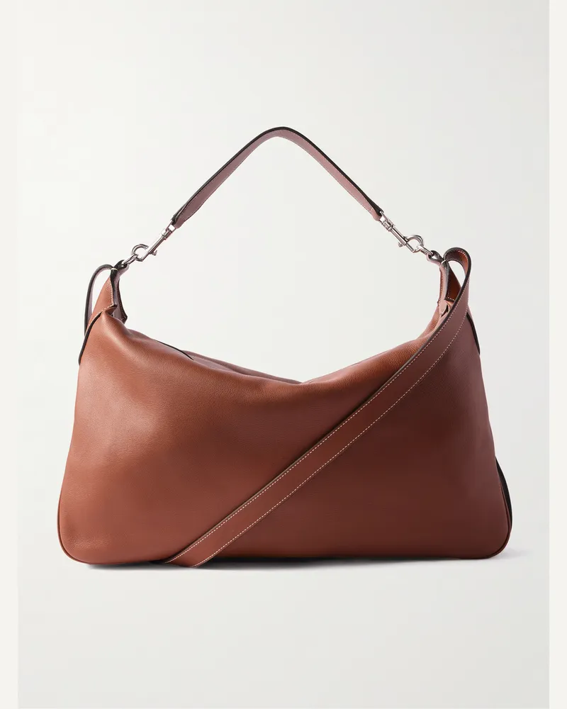 Celine Romy Large Full-Grain Leather Messenger Bag Brown