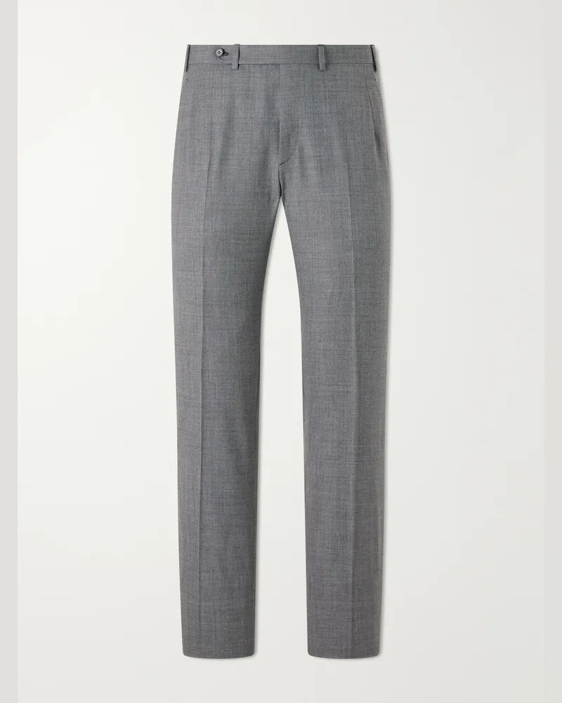 Brioni Straight-Leg Wool-Twill Suit Trousers Gray