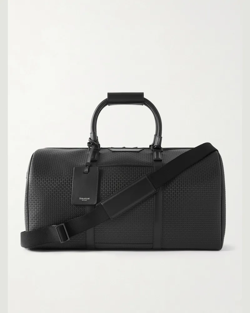 Serapian Leather-Trimmed Coated-Canvas Holdall Black