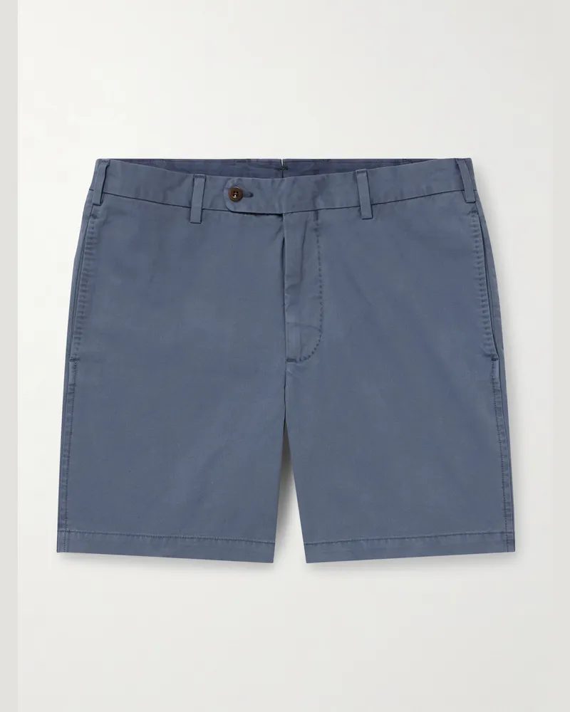 Sid Mashburn Gerade geschnittene Shorts aus Baumwoll-Twill in Stückfärbung Blau