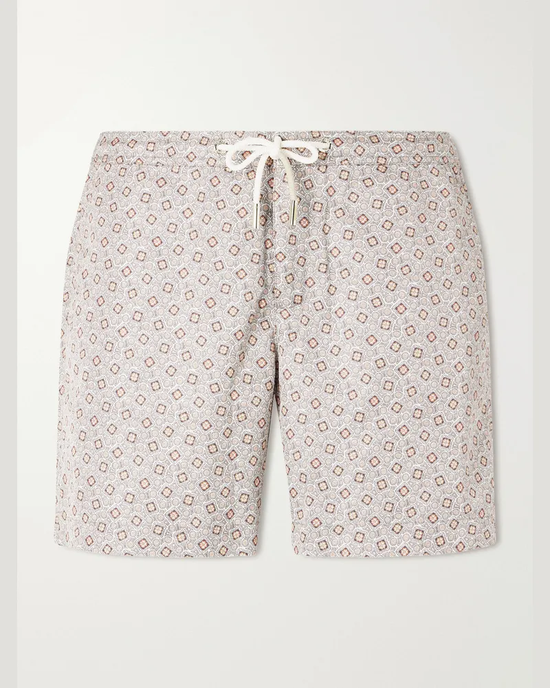 Orlebar Brown Bulldog Straight-Leg Mid-Length Seersucker Swim Shorts Brown