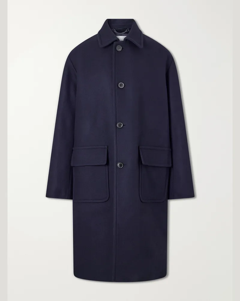 Dries van Noten Oversized Wool-Blend Coat Blue