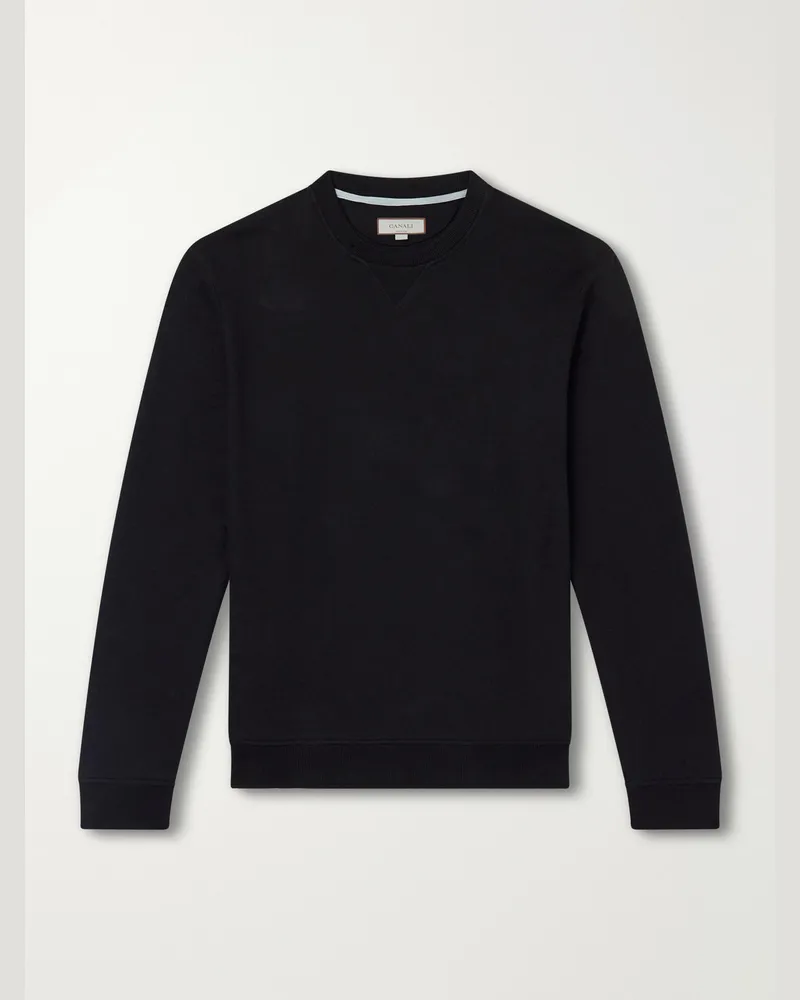Canali Cotton and Cashmere-Blend Jersey Sweatshirt Black