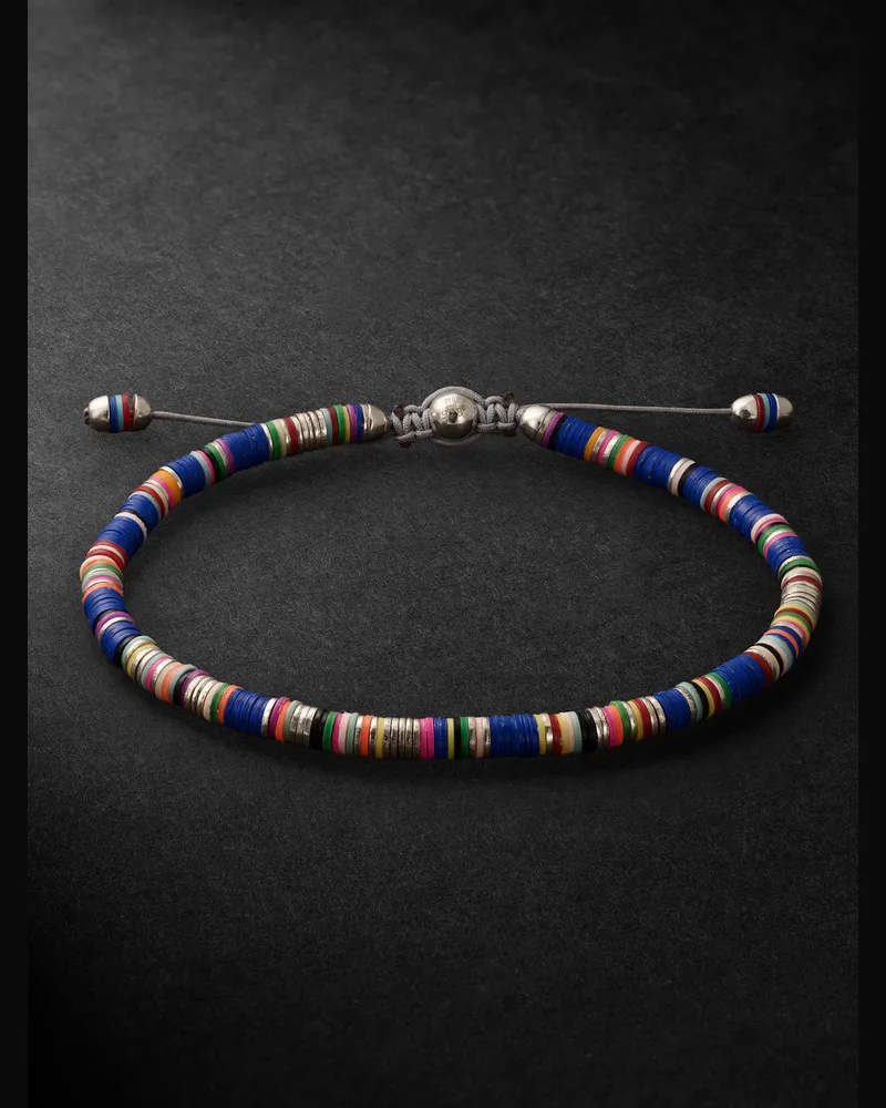 M. Cohen Malli Armband aus Kordel mit Zierperlen und Details aus Sterlingsilber Blau