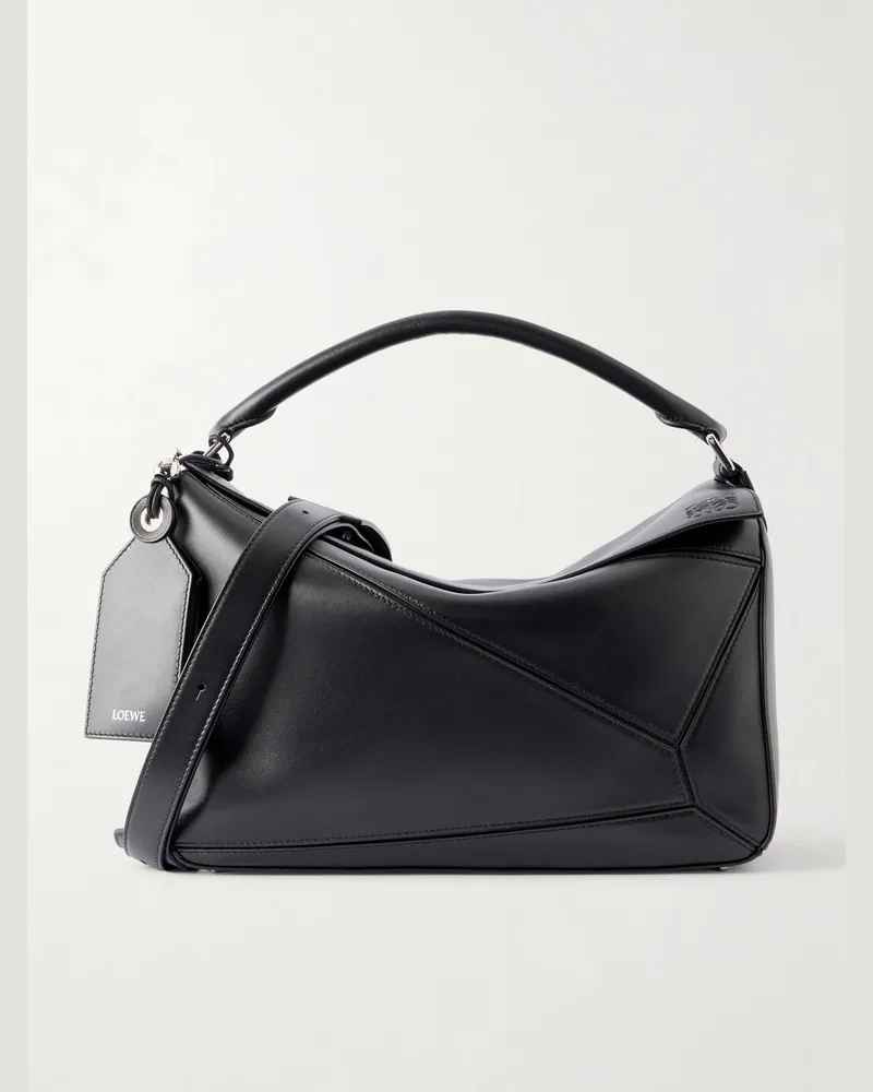 Loewe Puzzle Featherlight Large Leather Messenger Bag Black