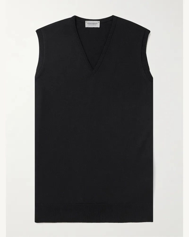 John Smedley Hadfield ärmelloser Pullover aus Merinowolle Schwarz