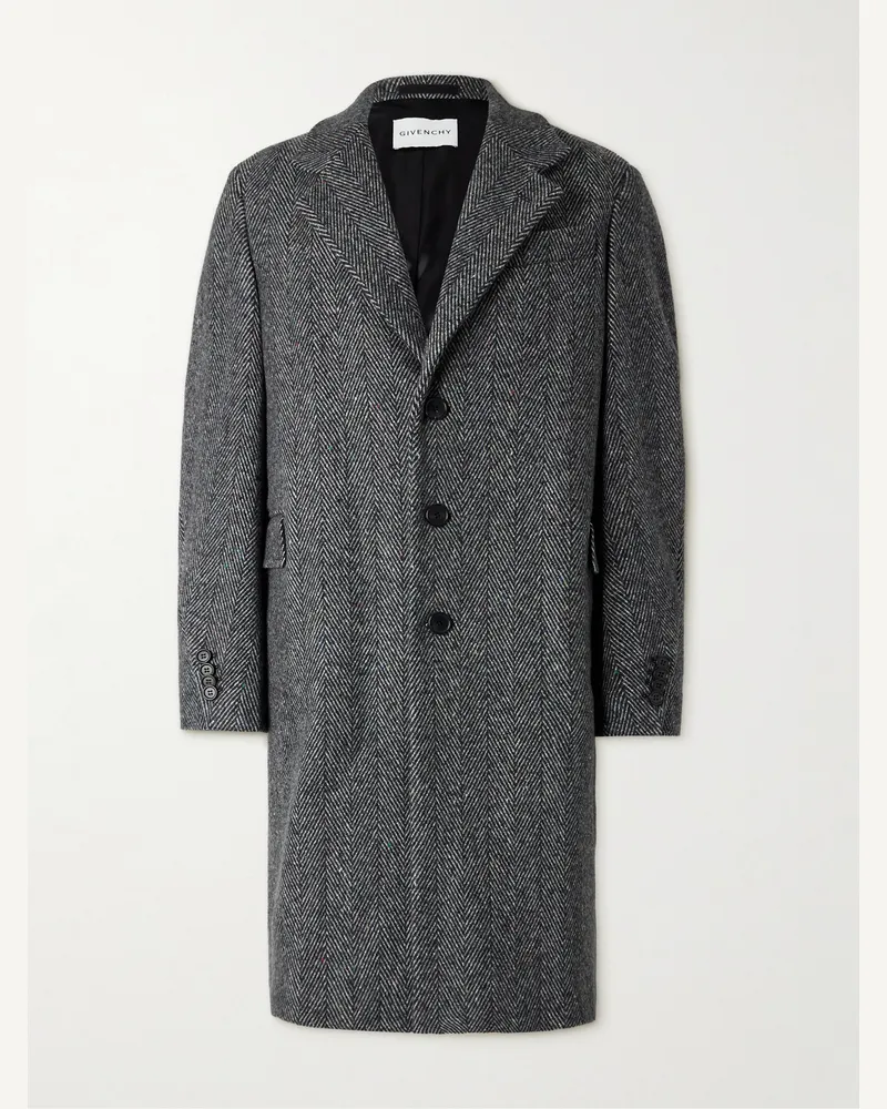 Givenchy Mantel aus einer Wollmischung mit Fischgratmuster Grau
