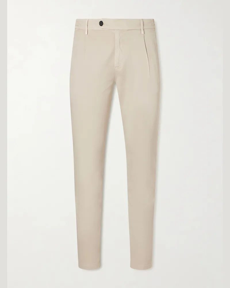 Eleventy Schmal geschnittene Chino aus Stretch-Baumwoll-Twill Neutral