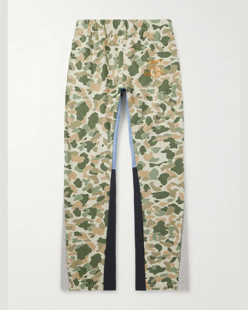 GALLERY DEPT. Ausgestellte Jogginghose aus Baumwoll-Jersey mit Camouflage- und Logoprint in Patchwork-Optik Grün