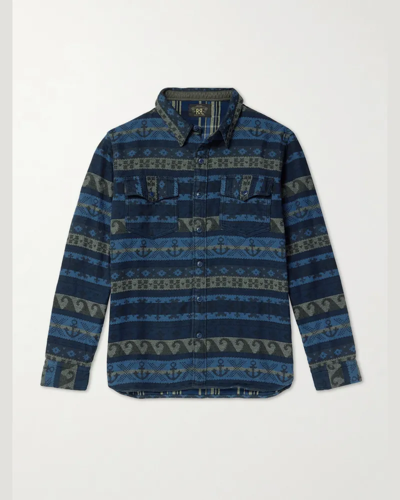 RRL Hemdjacke aus Baumwoll-Jacquard Blau