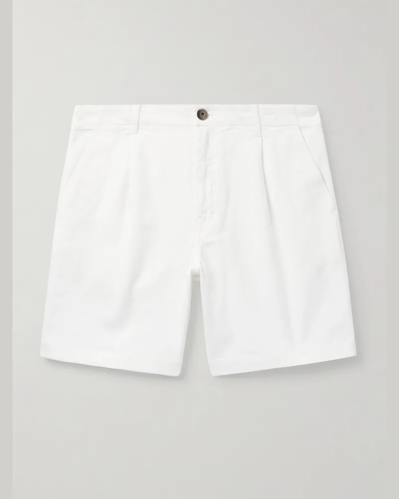 MR P. Gerade geschnittene Shorts aus Twill aus einer Biobaumwollmischung mit Falten Weiß