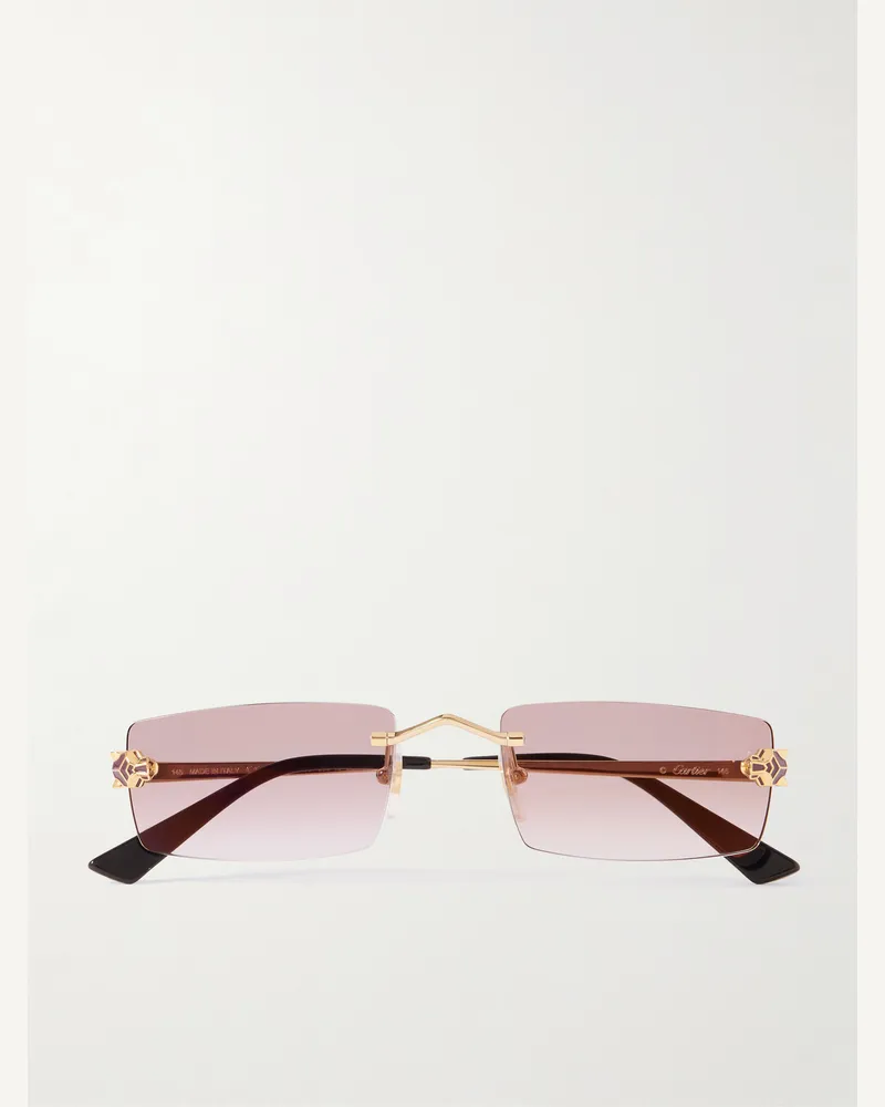 Cartier Panthère de Cartier rahmenlose Sonnenbrille mit rechteckigen Gläsern und goldfarbenen Details Gold