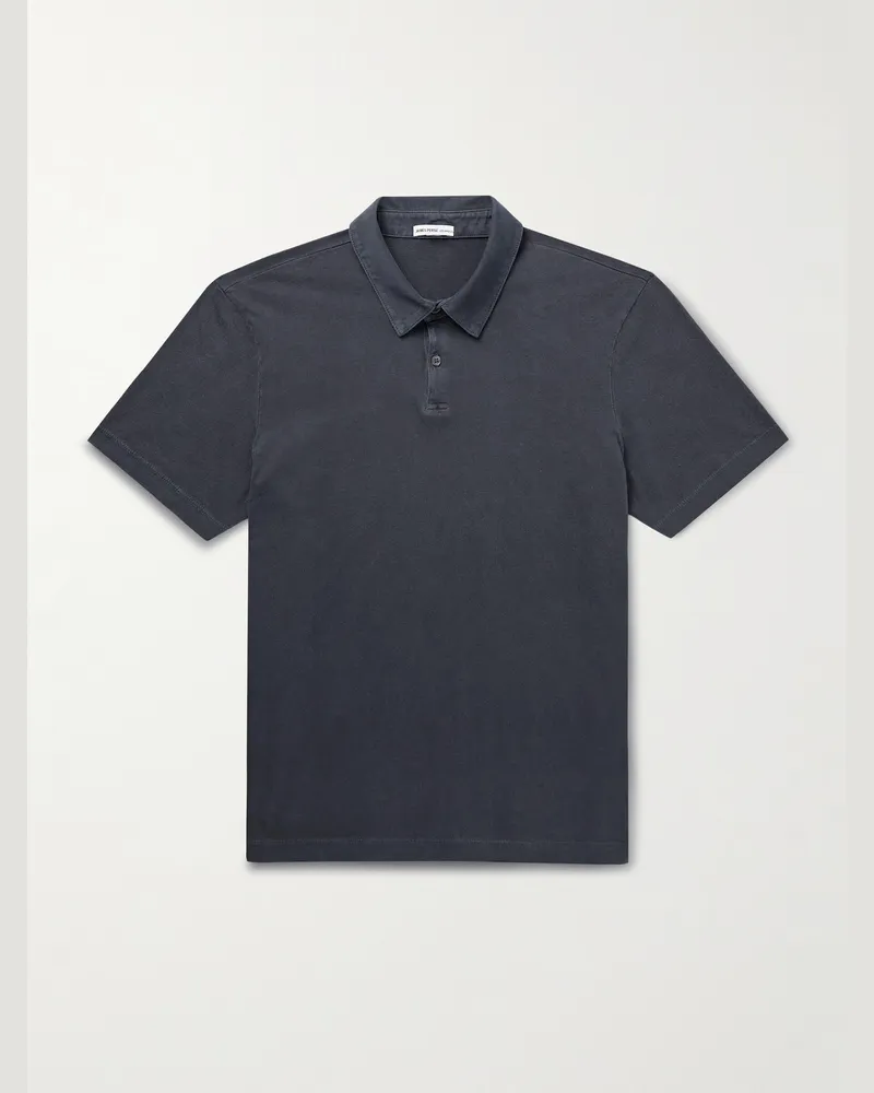 James Perse Polohemd aus Baumwoll-Jersey Blau