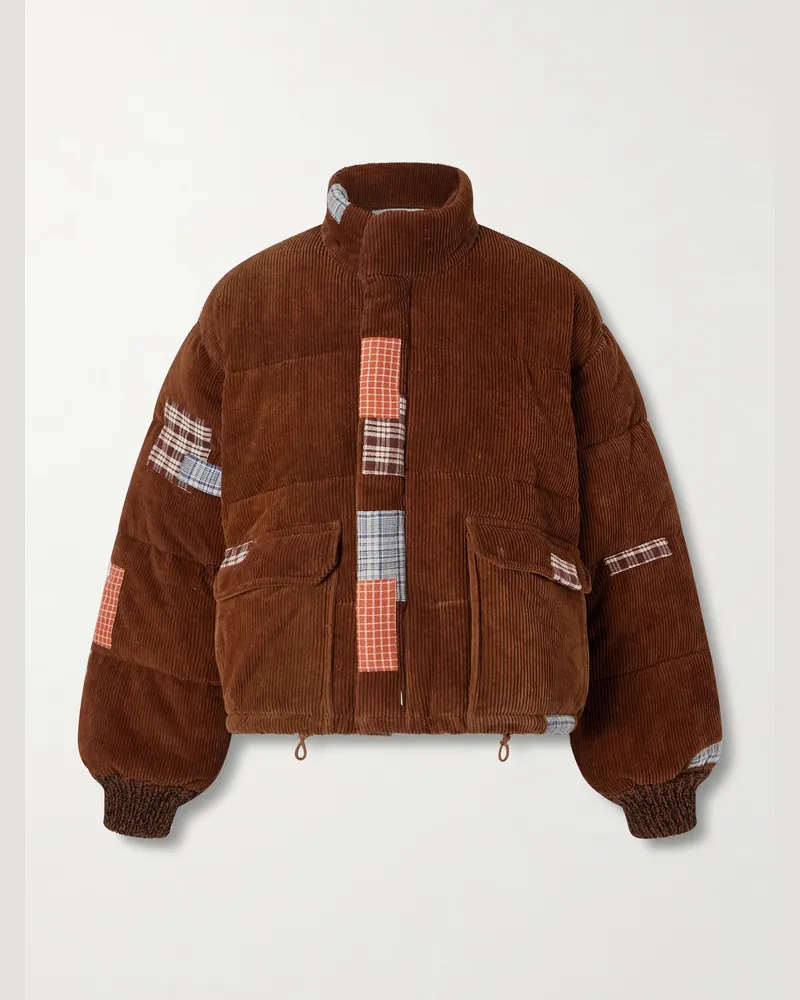 STORY mfg. Jacke aus Biobaumwollcord in Patchwork-Optik Braun