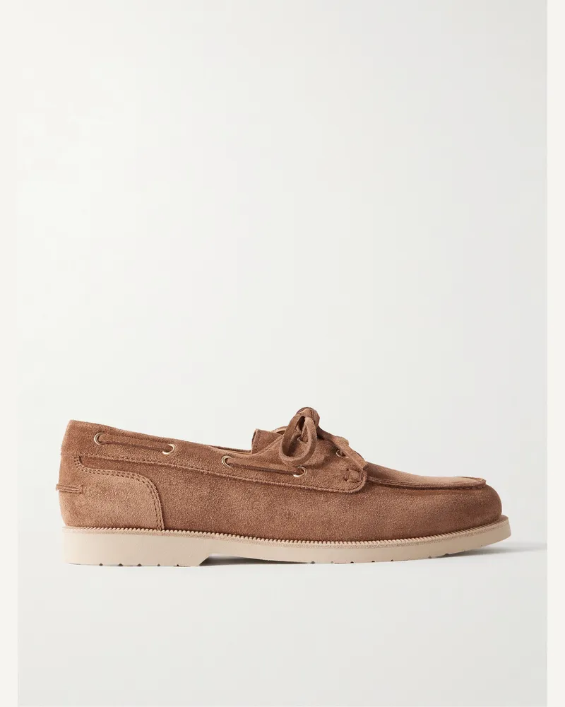 Brunello Cucinelli Bootsschuhe aus Veloursleder Braun