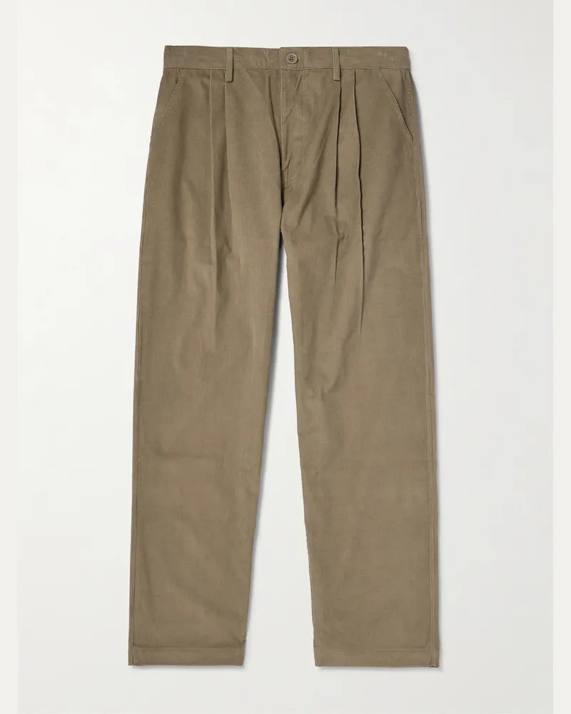 KARDO Antonio Straight-Leg Cotton-Corduroy Trousers Neutrals