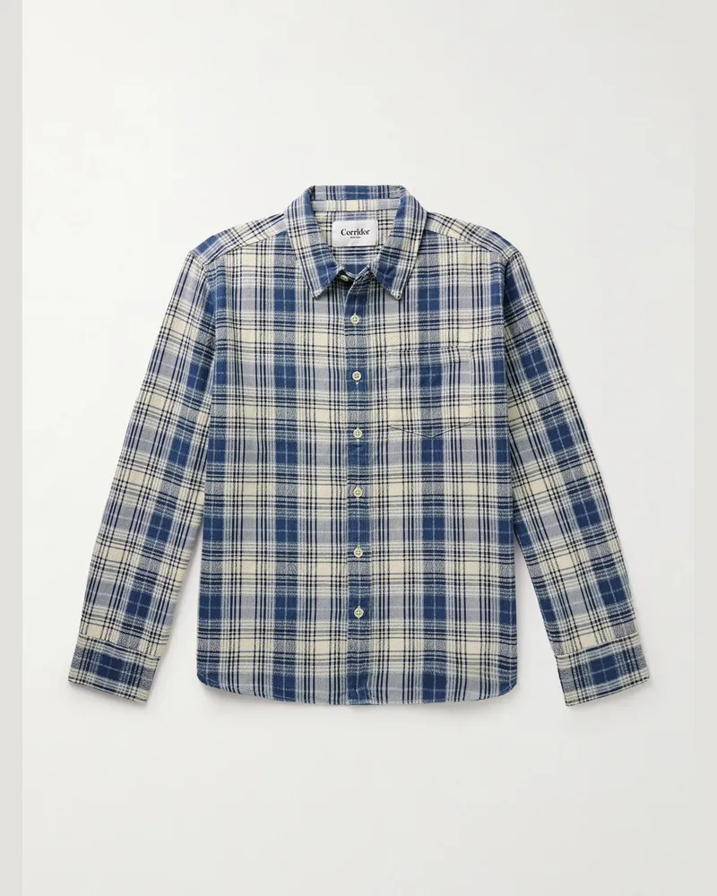 Corridor Box kariertes Hemd aus Baumwolle Blau