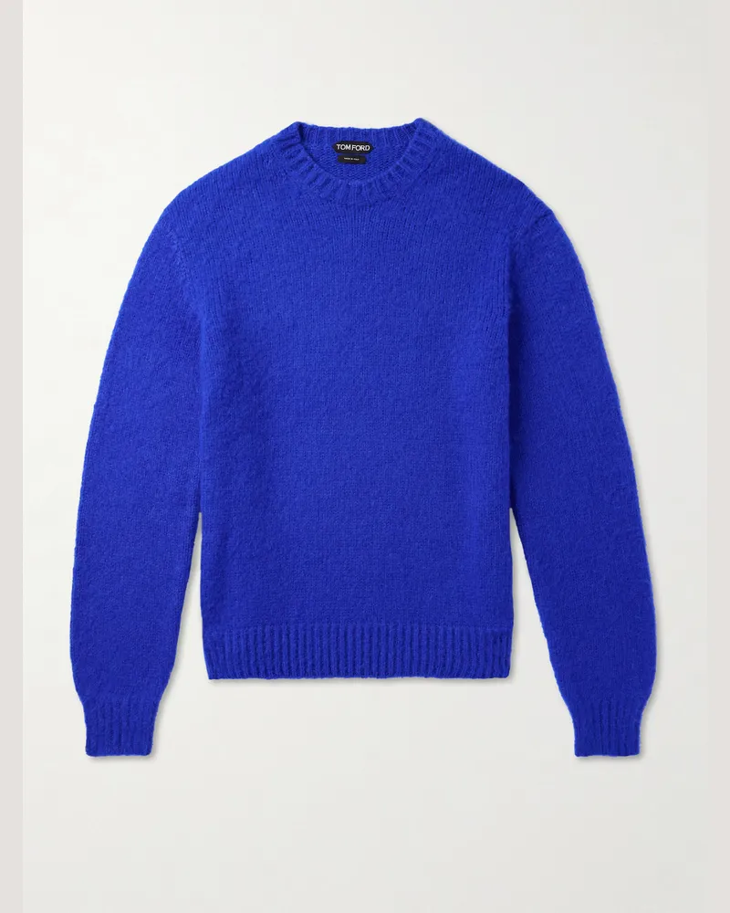 Tom Ford Pullover aus gebürstetem Kaschmir Blau
