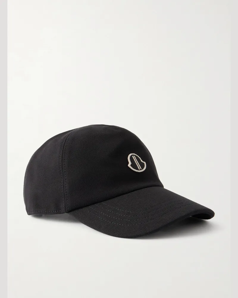 Rick Owens Moncler Baseballkappe aus Baumwoll-Jersey mit Logoapplikation Schwarz
