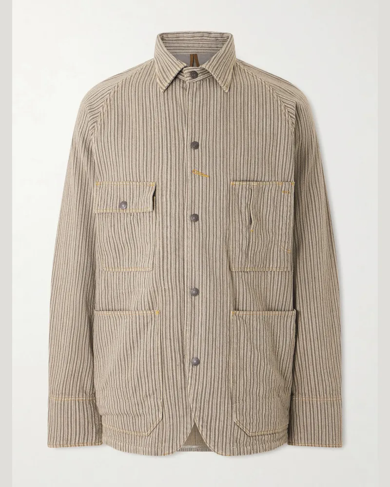 KAPITAL Pinstriped Cotton-Blend Twill Jacket Gray