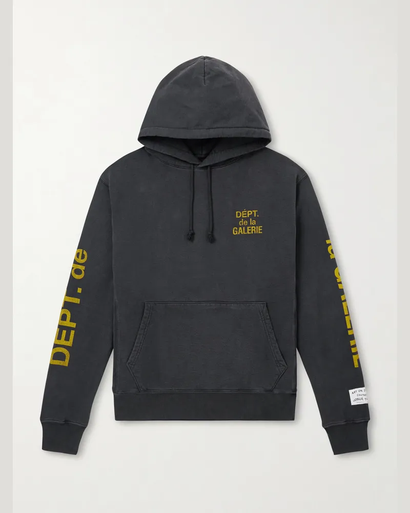 GALLERY DEPT. Logo-Print Cotton-Jersey Hoodie Black