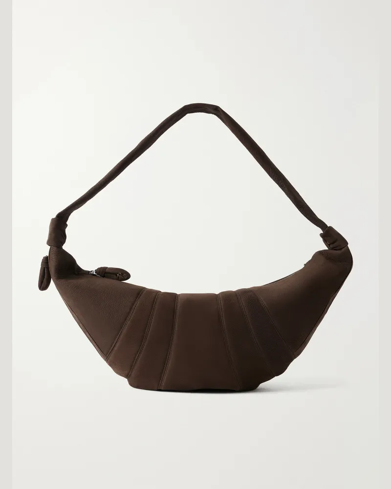 Christophe Lemaire Croissant Nubuck Messenger Bag Brown