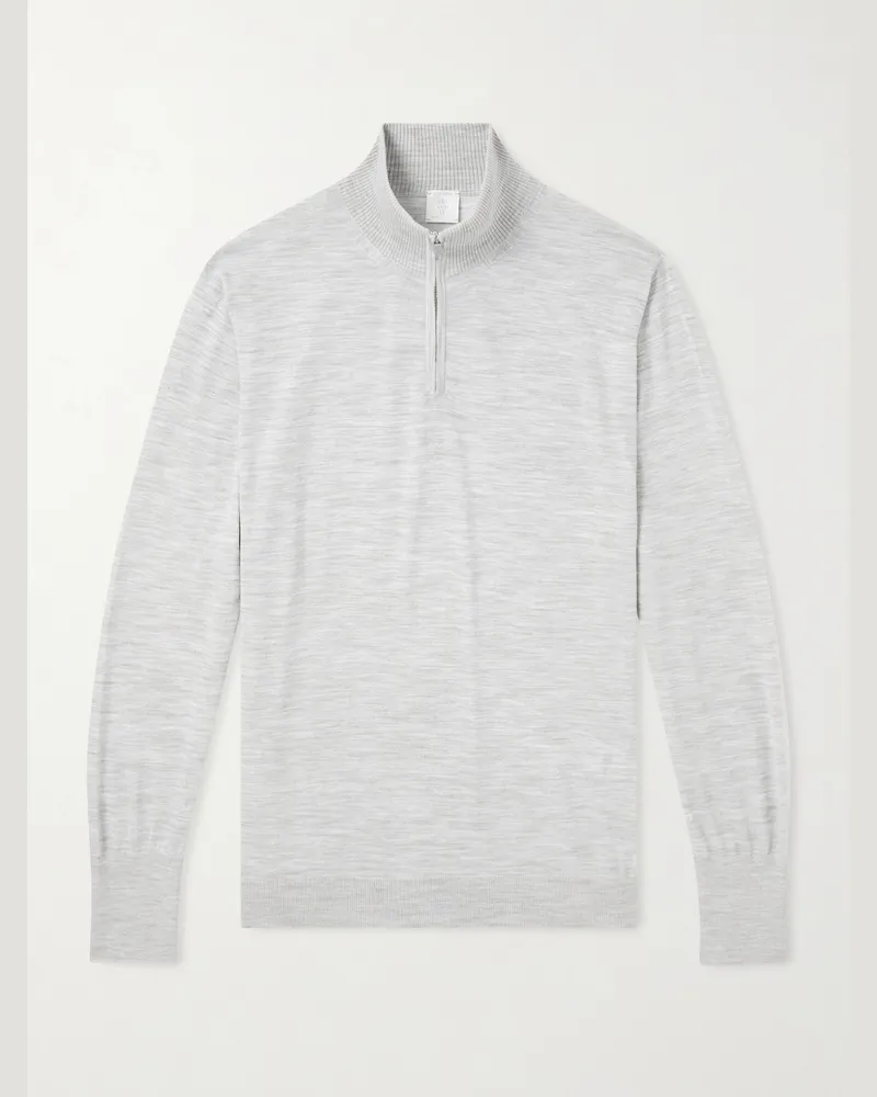 Eleventy Wool Half-Zip Sweater Gray