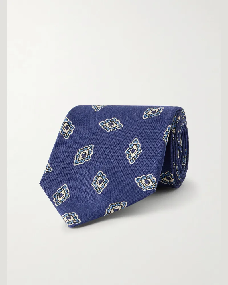 Drake's Krawatte aus Habutai-Seide Blau