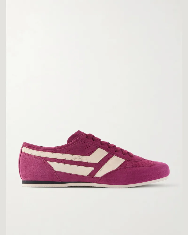Tom Ford Brook Perforated Suede Sneakers Purple