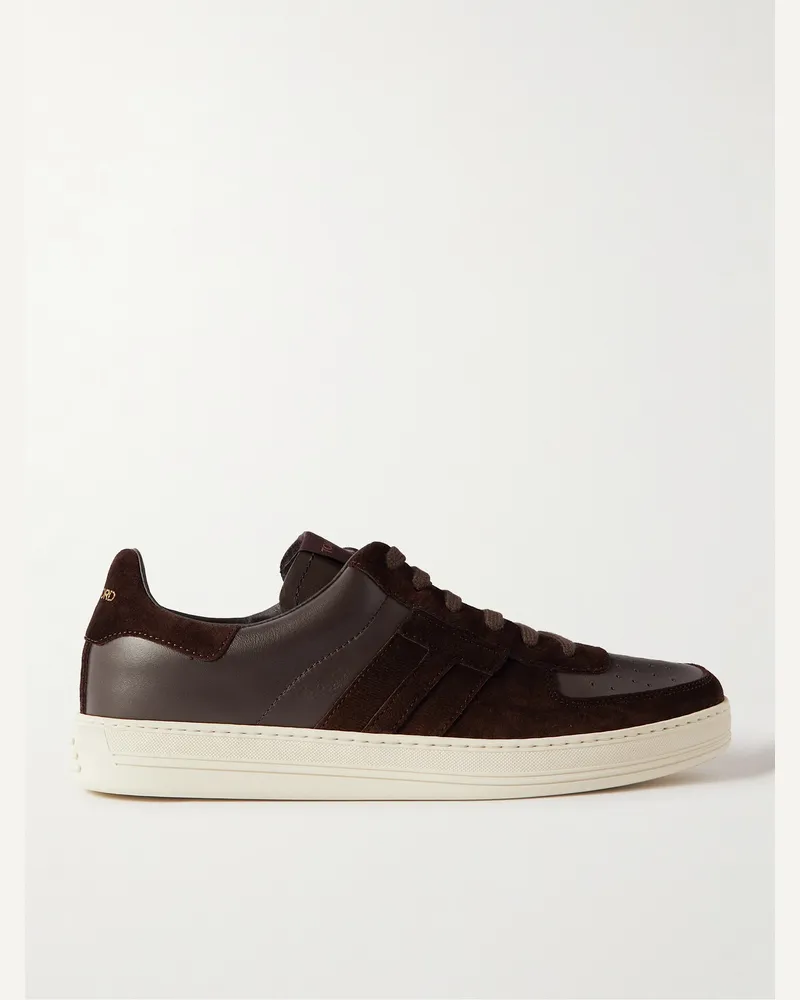 Tom Ford Radcliffe Sneakers aus Veloursleder und Leder Braun