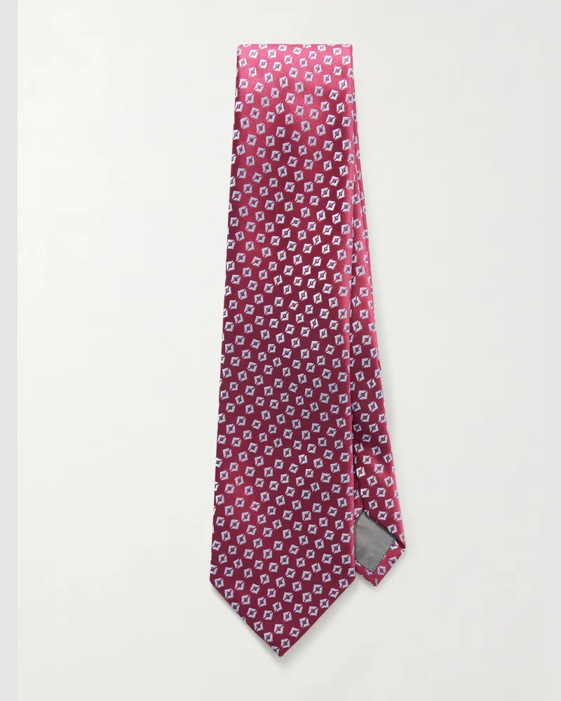 Charvet 8cm Embroidered Silk Tie Burgundy