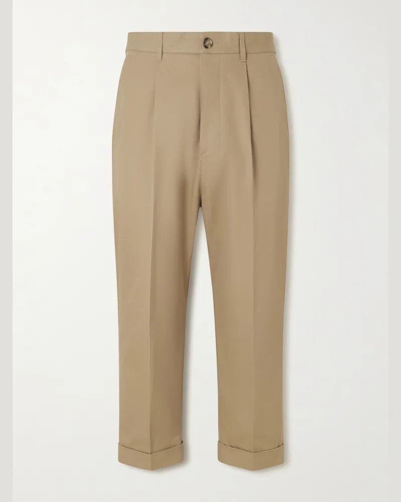 AMI Paris Carrot schmal zulaufende Hose aus Baumwollgabardine mit Falten Neutral