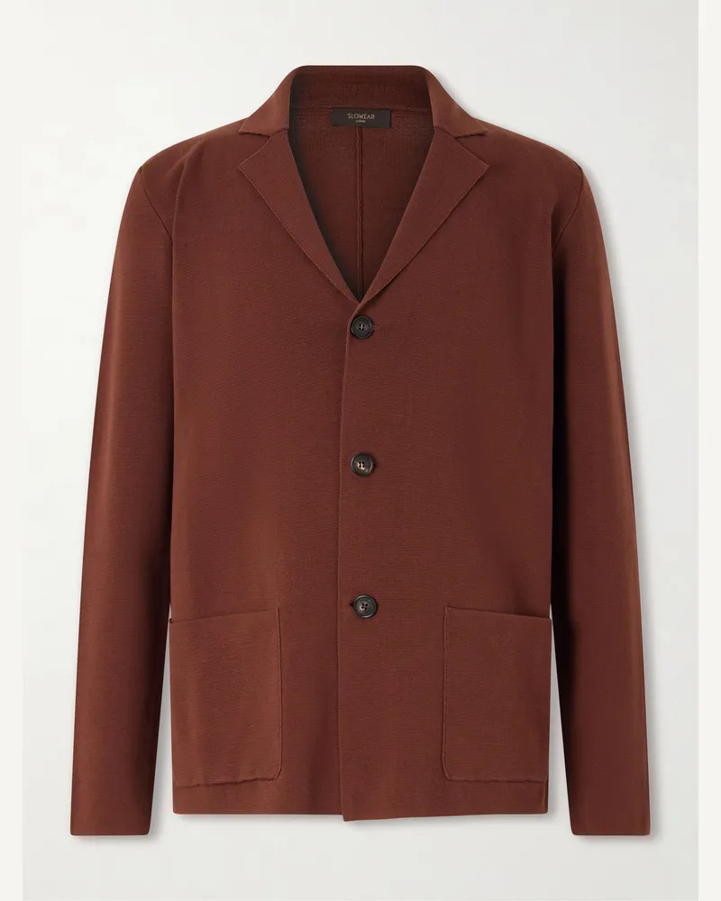 Slowear Cotton-Crepe Blazer Brown