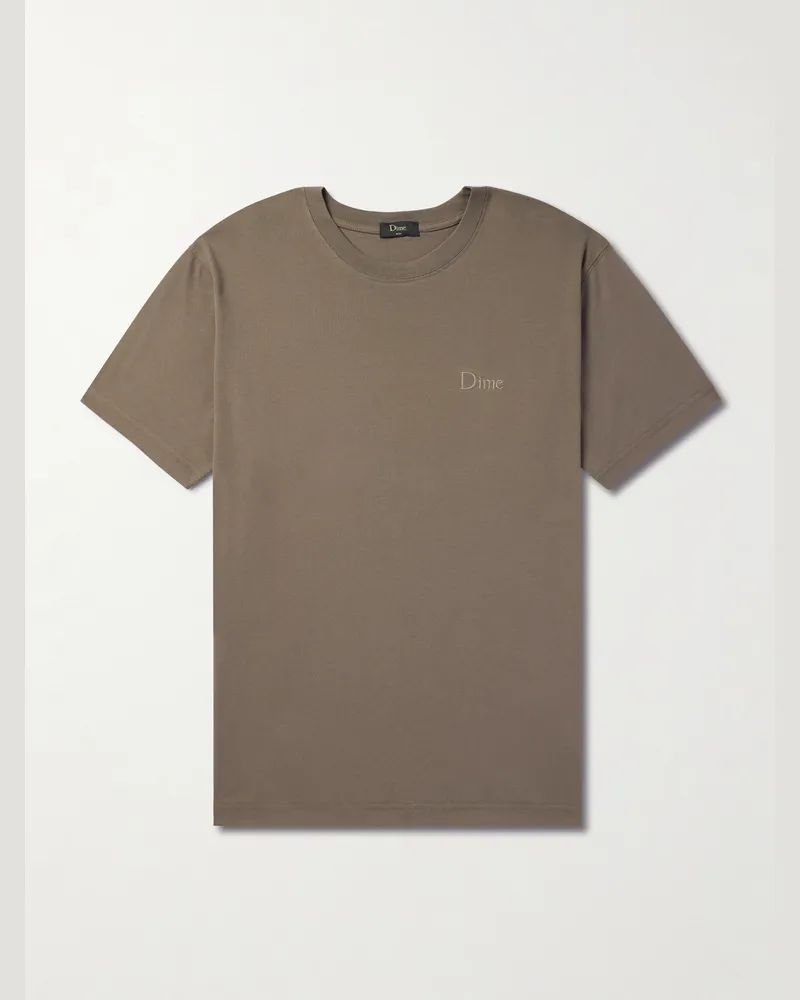Dime T-Shirt aus Baumwoll-Jersey mit Logostickerei Braun