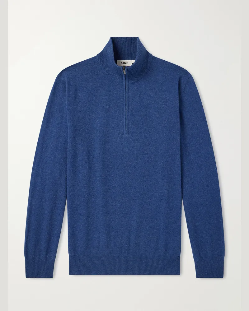 Altea Virgin Wool Half-Zip Sweater Blue