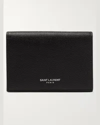 Saint Laurent Portemonnaie aus genarbtem Leder Schwarz