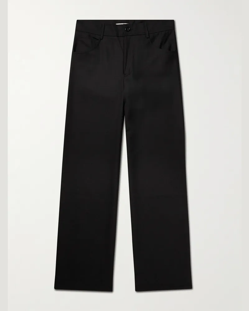 Séfr Jiro weit geschnittene Hose aus Twill aus einer Wollmischung Schwarz
