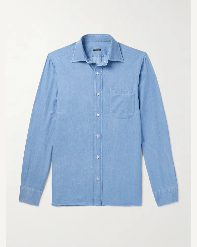 Rubinacci Hemd aus Baumwoll-Chambray Blau