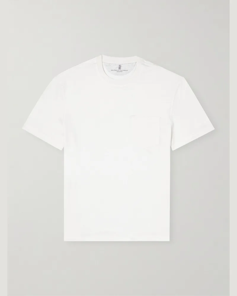 Brunello Cucinelli Linen and Cotton-Blend T-Shirt White