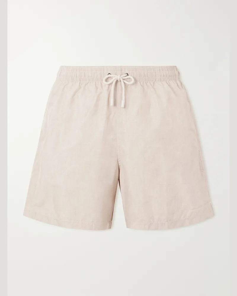 Canali Straight-Leg Mid-Length Swim Shorts Neutrals