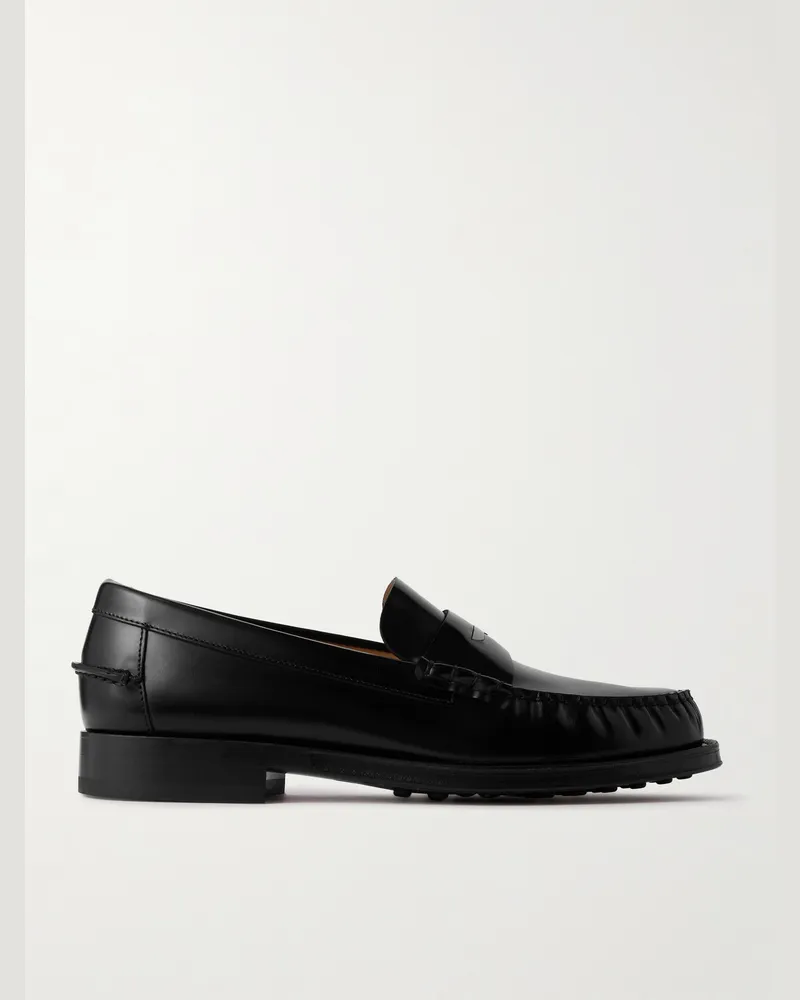 TOD'S Pennyloafers aus Leder mit Logoverzierung Schwarz