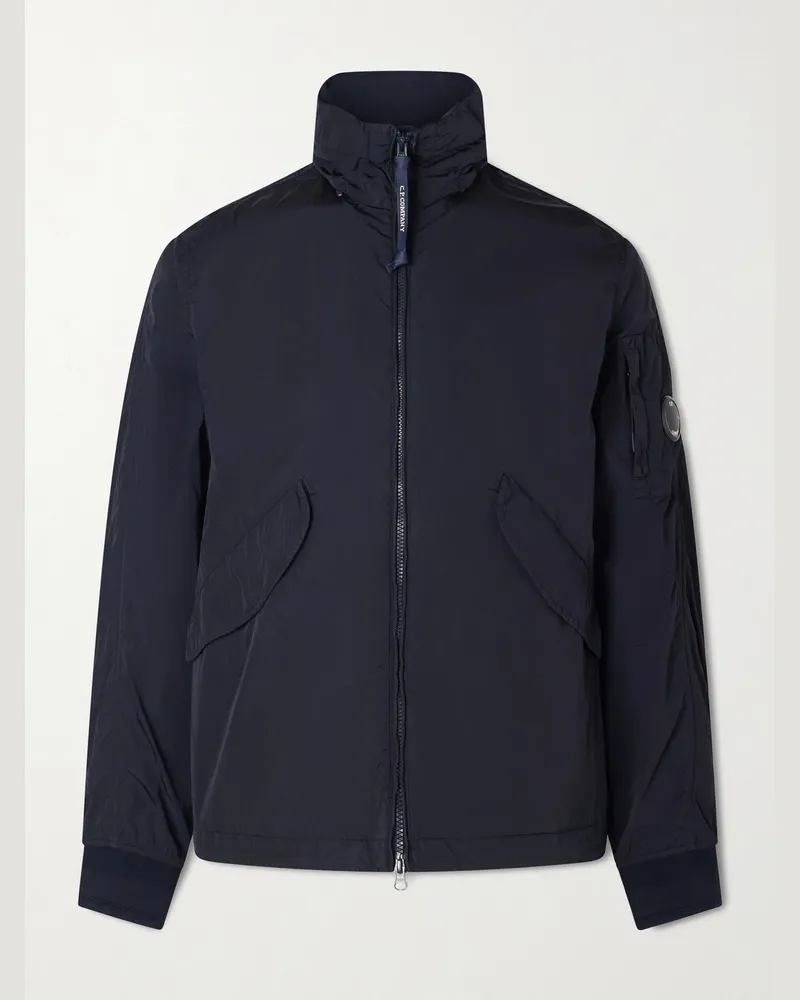 C.P. Company Kapuzenjacke aus „Chrome-R“-Shell mit Logoapplikation Blau