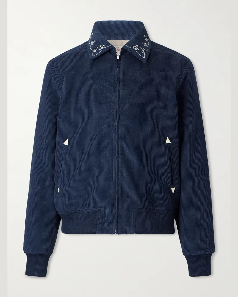 Cherry Los Angeles Charro Jacke aus Baumwollcord mit Logostickerei Blau